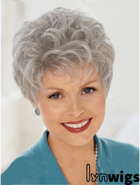 Discount Wigs With Capless Grey Cut Wavy Style Short Length