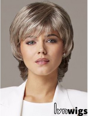 Wavy Capless 10 inch Sleek Short Grey Wigs