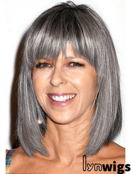 Straight Lace Front 12 inch Modern Shoulder Length Grey Wigs