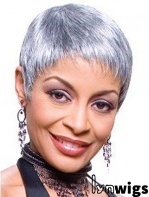 Straight Lace Front 8 inch Flexibility Short Grey Wigs