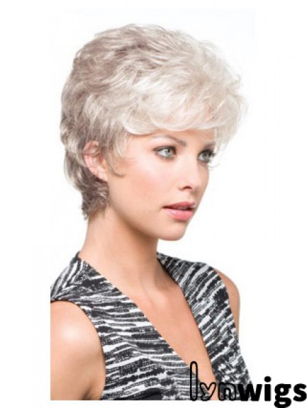 Salt And Pepper Grey Shorter Hair With Synthetic Capless Wavy Wigs