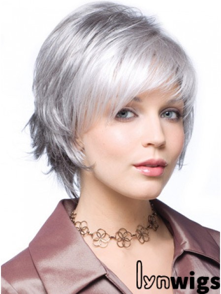 Straight Capless 8 inch Beautiful Short Grey Wigs