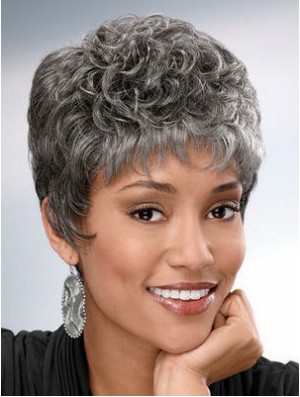 Synthetic Short Curly Capless Elderly Lady Wigs