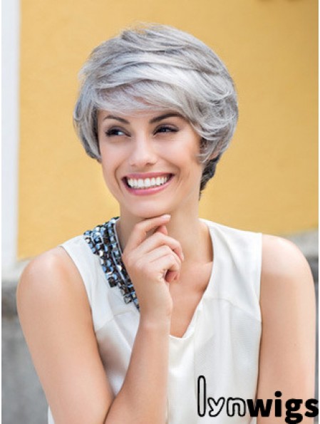 Wavy Lace Front 8 inch Top Short Grey Wigs