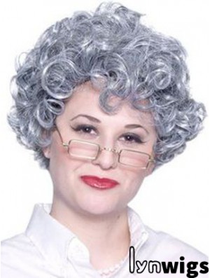 Curly Lace Front 8 inch Best Short Grey Wigs