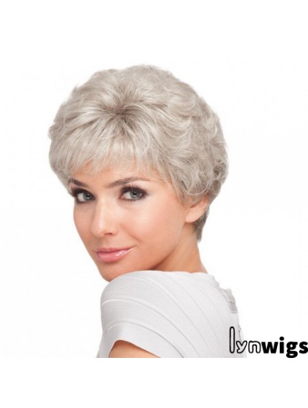 Short Hair Style For Older Ladies With Synthetic Capless Grey Cut