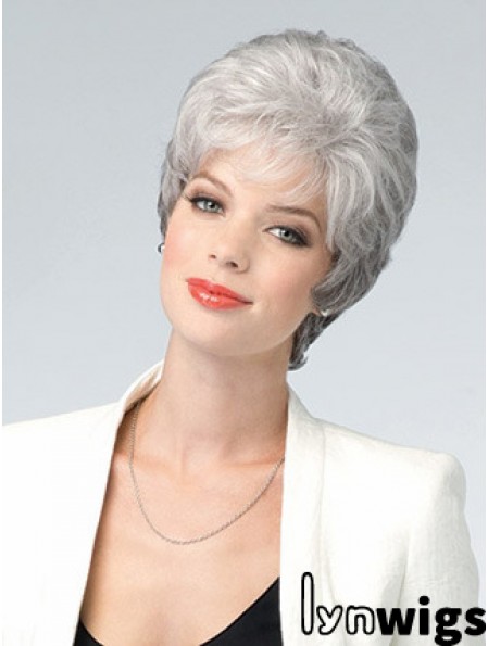 Lace Front Wig Grey Cut Wavy Style Short Length With Remy