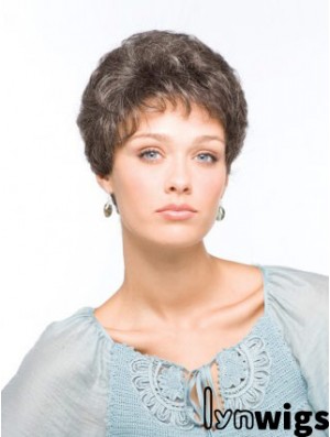 Synthetic Beautiful Short Wavy Grey Wigs