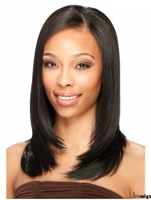 Brazilian Lace Front Shoulder Black Straight U Part Wig