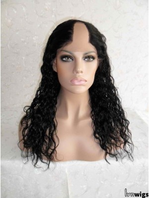 Designed Black Long Curly U Part Wigs