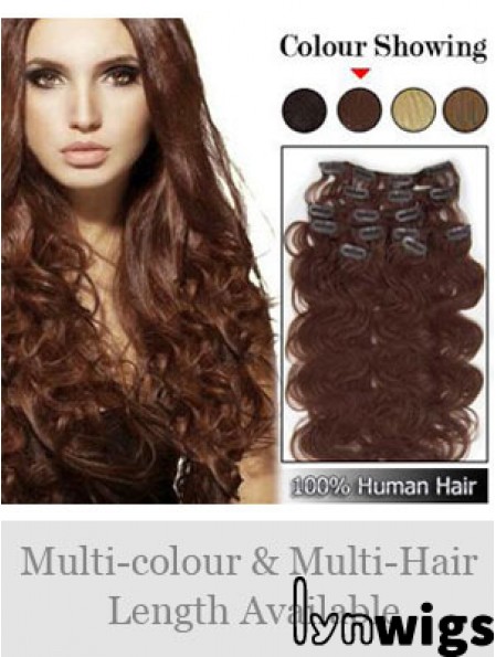 High Quality Auburn Wavy Remy Human Hair Clip In Hair Extensions