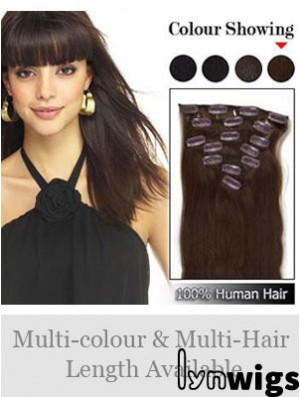 Flexibility Brown Straight Remy Human Hair Clip In Hair Extensions