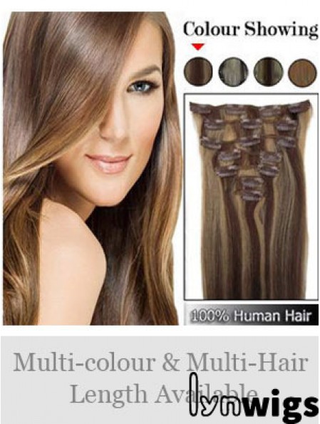 Beautiful Brown Straight Remy Human Hair Clip In Hair Extensions