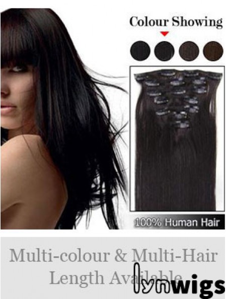 Cheap Brown Straight Remy Human Hair Clip In Hair Extensions