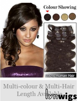 Modern Brown Wavy Remy Human Hair Clip In Hair Extensions