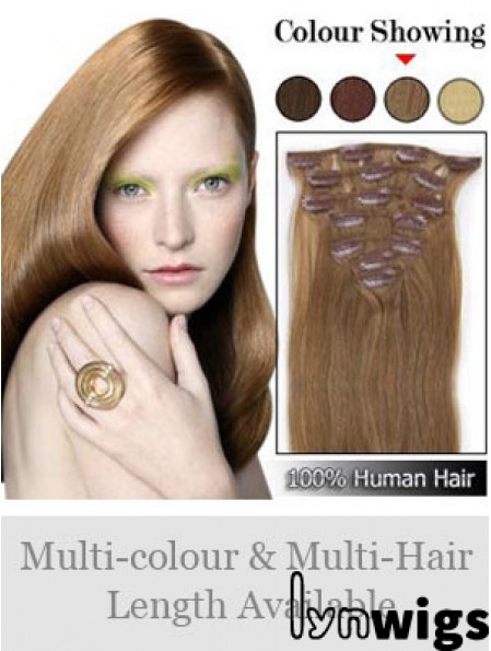 New Brown Straight Remy Human Hair Clip In Hair Extensions