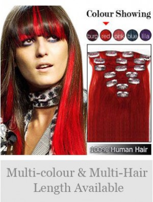 Top Red Straight Remy Human Hair Clip In Hair Extensions