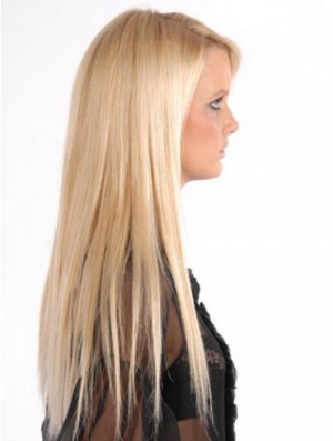 Popular Blonde Straight Remy Human Hair Clip In Hair Extensions