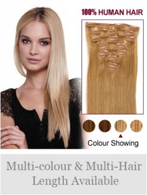 Top Blonde Straight Remy Human Hair Clip In Hair Extensions