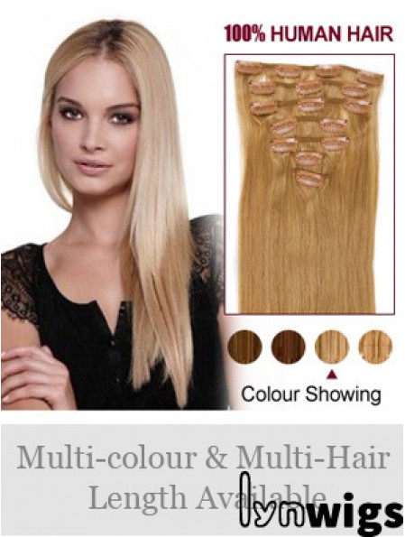 Top Blonde Straight Remy Human Hair Clip In Hair Extensions