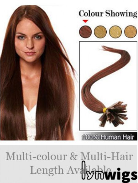 Auburn Straight Hairstyles Nail/U Tip Hair Extensions