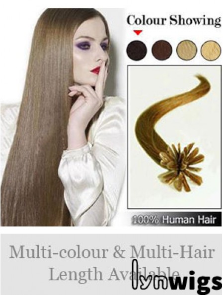 Brown Straight Modern Nail/U Tip Hair Extensions