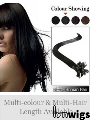 Black Straight Sleek Nail/U Tip Hair Extensions