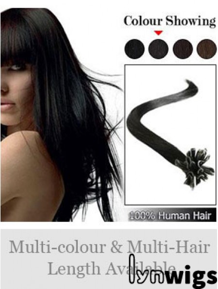 Black Straight Sleek Nail/U Tip Hair Extensions