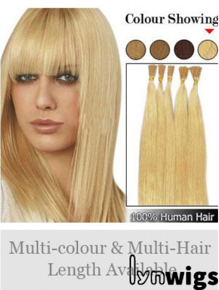 Blonde Straight Stick/I Tip Hair Extensions