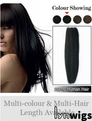 Straight Remy Human Hair Black Comfortable Weft Extensions