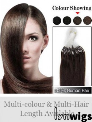 Designed Brown Straight Micro Loop Ring Hair Extensions