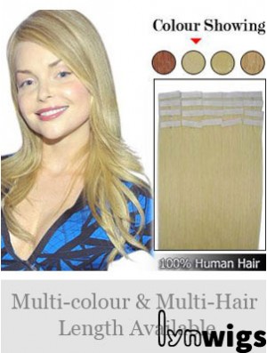 Blonde Straight Fashionable Remy Human Hair Tape In Hair Extensions