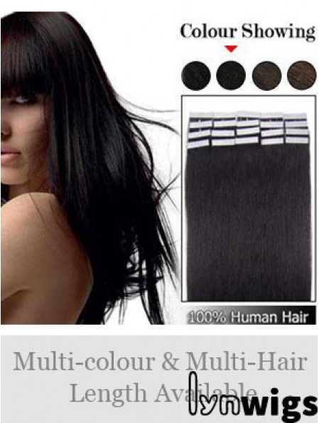 Black Straight Soft Remy Human Hair Tape In Hair Extensions