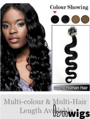 Top Black Wavy Micro Loop Ring Hair Extensions