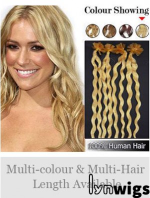 Blonde Curly Great Nail/U Tip Hair Extensions