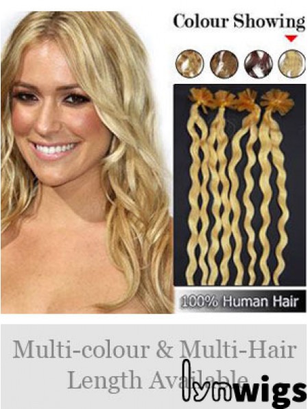 Blonde Curly Great Nail/U Tip Hair Extensions