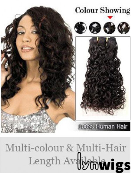 Curly Remy Human Hair Black Modern Weft Extensions