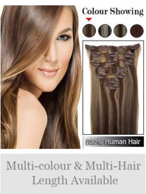 Beautiful Brown Straight Remy Human Hair Clip In Hair Extensions