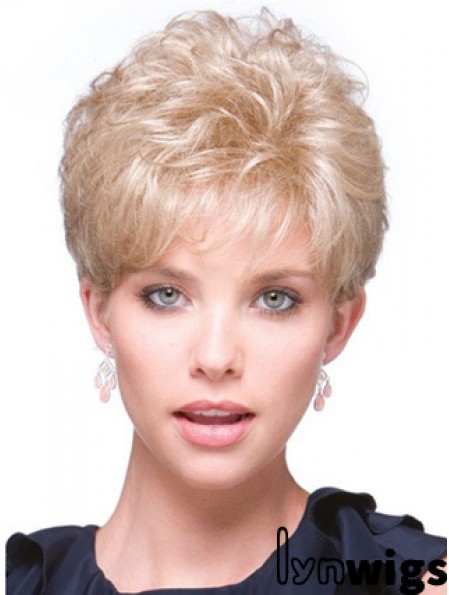 Short Curly Blonde Fabulous Synthetic Half Wigs