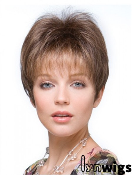 Comfortable Hair Toppers For Short Hair Straight Brown Cropped Hairpieces