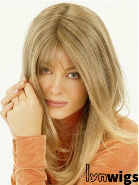 Wig Falls Long Length Straight Style Blonde Color