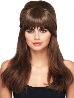 Designed Brown Straight Synthetic Clip In Hairpieces