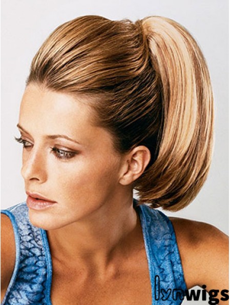 Ponytail Extensions Straight Style With Synthetic Brown Color