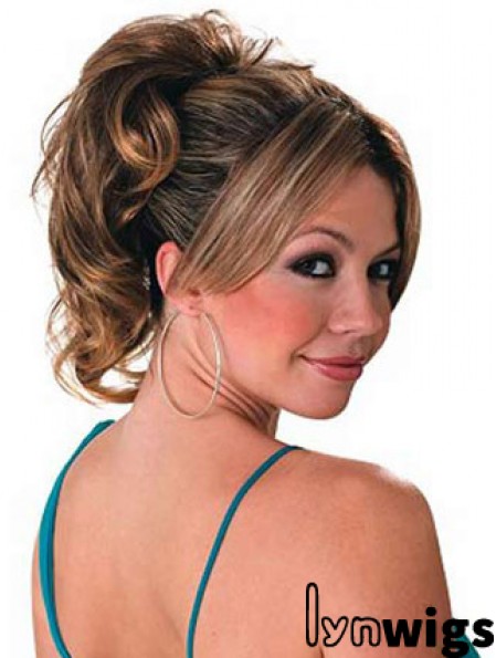 Ponytail Hair Extensions With Synthetic Wavy Style Brown Color